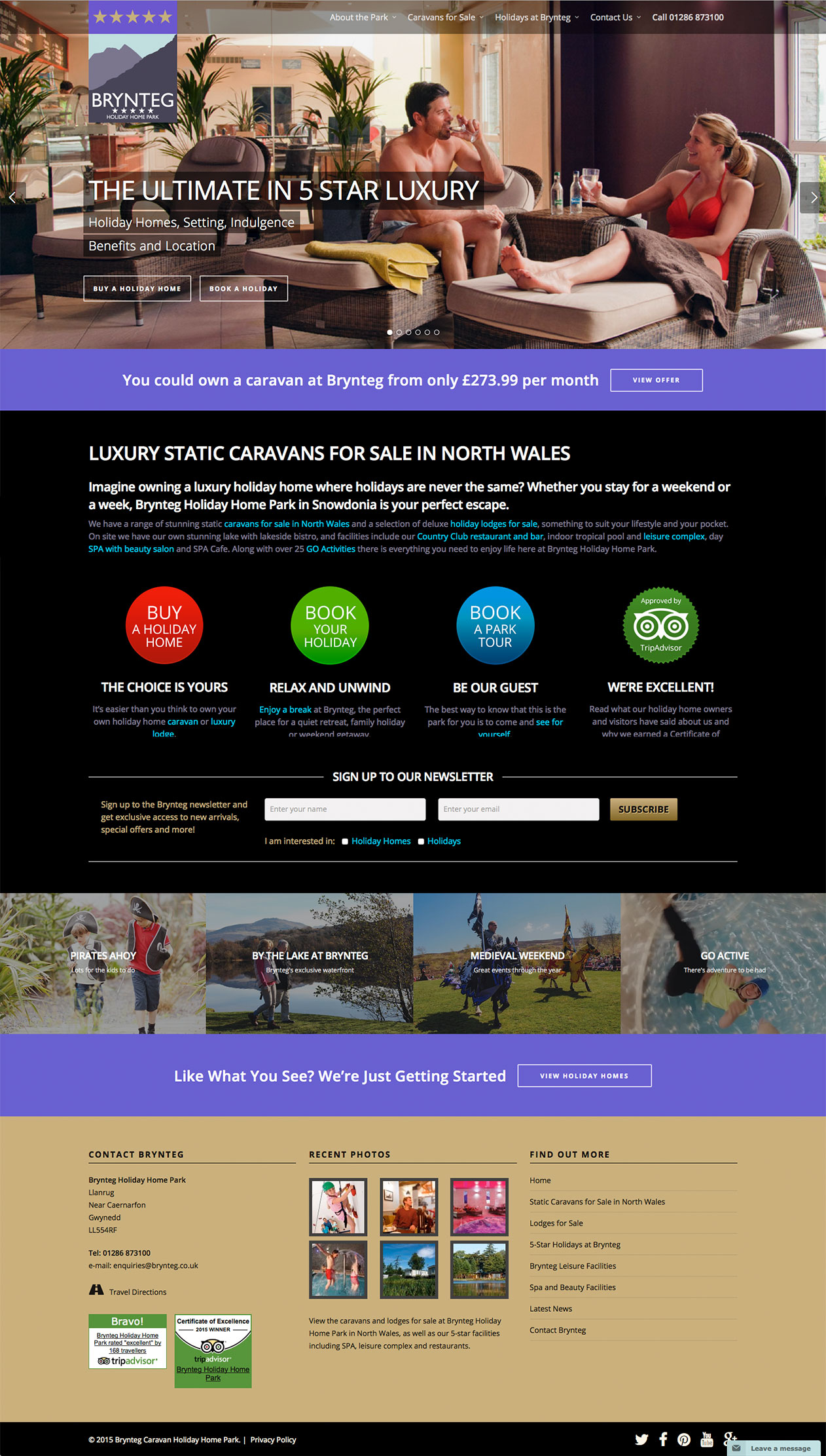 Brynteg Holiday Home Park website design by Artychoke