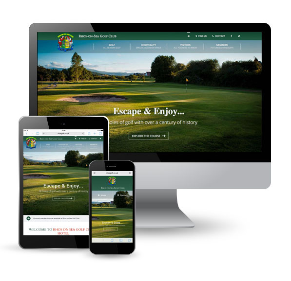 Rhos on Sea Golf Club website on pc, tablet and mobile